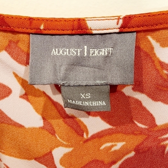 Nwt August 1 Eight Cowl Neck Floral Orange Leaf Print Blouse Size XS - Picture 3 of 8
